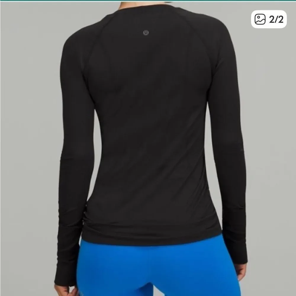 Lululemon Swiftly Tech Long Sleeve Crewneck Shirt Black Womens 10 FLAW